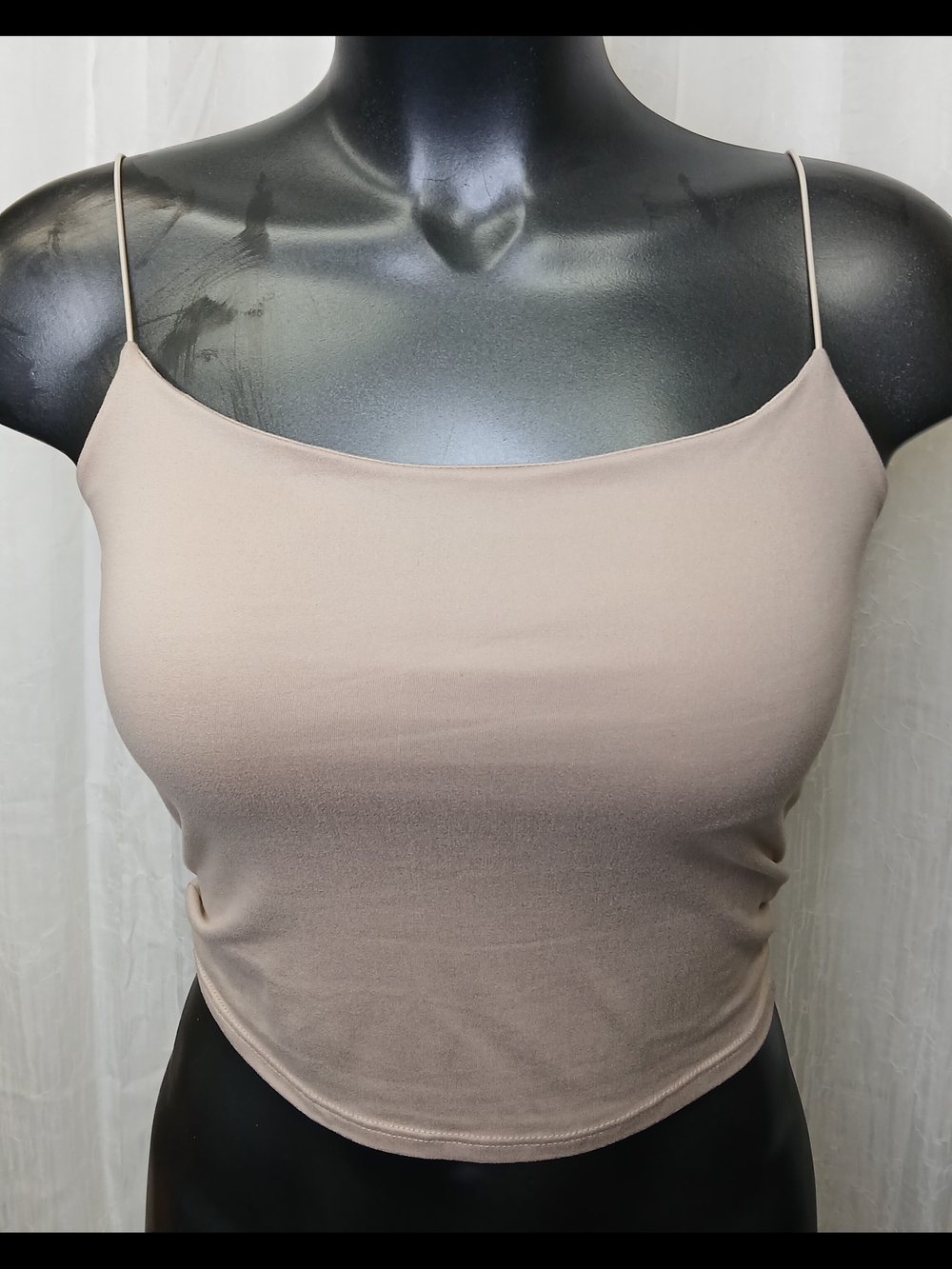 gaze Neutral Beige Spaghetti Strap Crop Cami